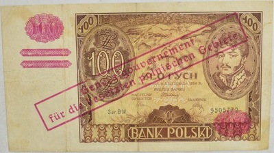 15.di.GG, 100 Złotych 1934 (1940) BM, rzadki,St.3+