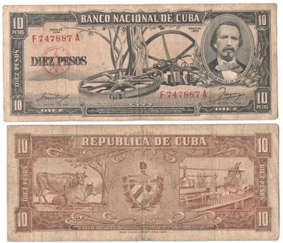 Kuba Cuba 10 PESOS 1956-60 P-88 stan F