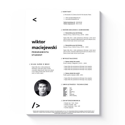 CZYTELNY WZÓR SZABLON CV DO EDYCJI MS WORD