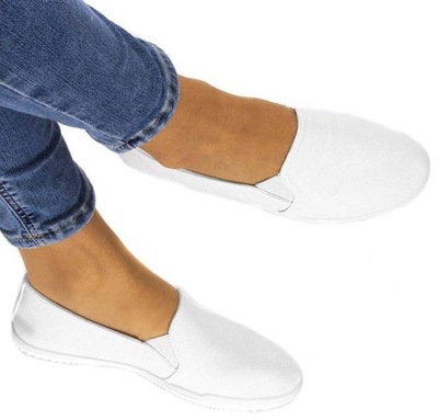 BIAŁE TENISÓWKI WSUWANE LYCRA SLIP ON 41