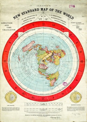 Plaska ziemia Mapa Świata Gleason 1892r. 50x40cm