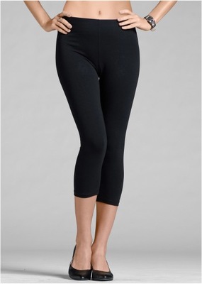 Leggins czarne 3/4 stretch Bawełna R 48/50