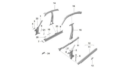 СТОЙКИ A ЛЕВЫЙ УСИЛИТЕЛЬ PORSCHE TAYCAN 9J1809203YGRV