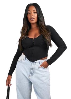 BOOHOO BLUZKA PLUS SIZE CZARNA CASUAL 44 EGA