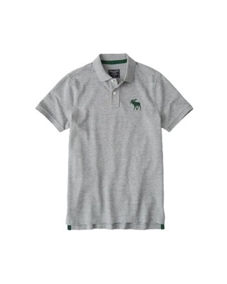 A&F ~ SZARA KOSZULKA POLO ~ BIG LOGO ~ M