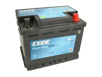 АКУМУЛЯТОР EXIDE AGM 60AH 680A EK600 P+ СТАРТ СТОП