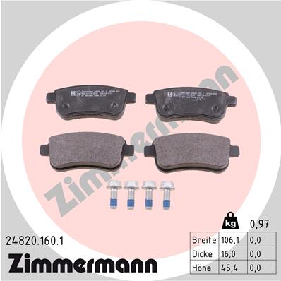 ZIMMERMANN 24820.160.1 SET PADS HAMULCOWYCH,  