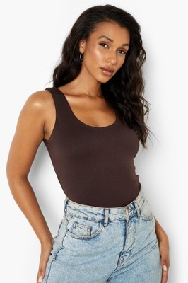 BOOHOO BRĄZOWE GŁADKIE BODY TX9 NG2__XL