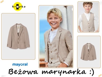 BEŻOWA MARYNARKA 6469 6341 6512 MAYORAL 128 cm