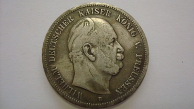 Moneta 5 marek Prusy 1876 B Wilhelm
