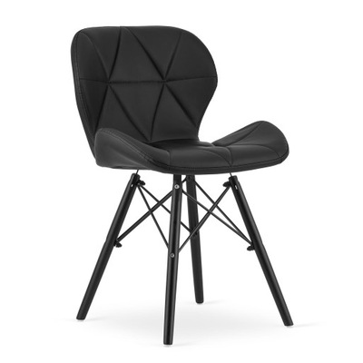 Krzesło LAGO ekoskóra - czarne / nogi czarne x 3