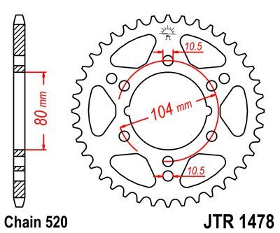 PINION GEAR REAR JT 40-ZEBOW ZX-6R 600 1998-2002  