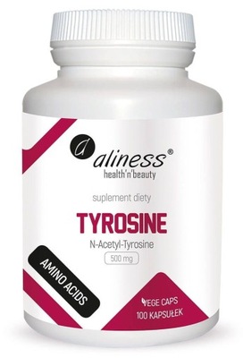 Tyrozyna L-tyrosine 500mg Vege 100 kapsułek Aminokwasy Aliness