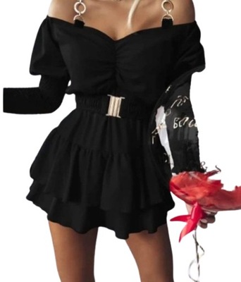 Sukienka hiszpanka rozkloszowana czarna