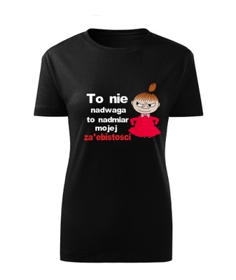 Koszulka T-shirt damska D519 MAŁA MI TO NIE NADWAGA czarna rozm M