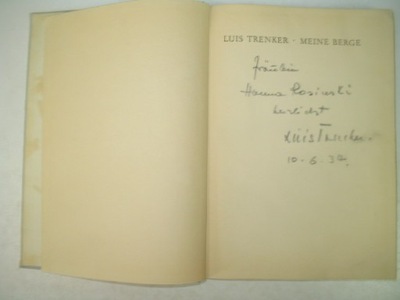 Luis Trenker MEINE BERGE dedykacja autora z 1934