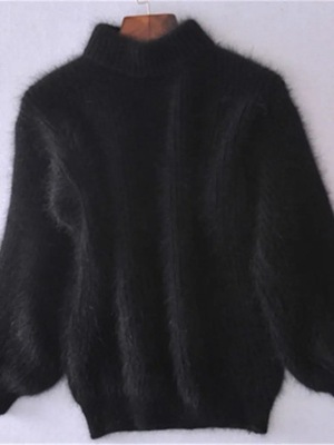 2023 White Mohair Thicken Turtleneck Sweater Autum