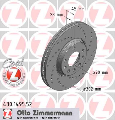 ZIMMERMANN SPORT OPEL VECTRA C 302MM DISCOS PARTE DELANTERA 430.1495.52  