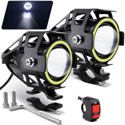 2X HALOGENAS LED ŽIBINTAS REFLEKTORIUS RING U7+WLACZNIK 