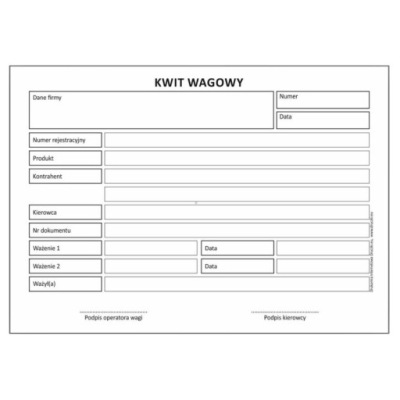 Druk KWIT WAGOWY - druk samokopiujący