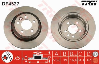 ДИСКИ ТОРМОЗНЫЕ ТОРМОЗНЫЕ ЗАД TRW DF4527