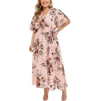 Zwiewna sukienka w kwiaty PLUS SIZE 48 4XL