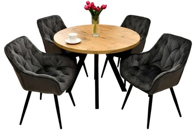 okrągły stół w zestawie z 4 krzesłami, loftowe meble