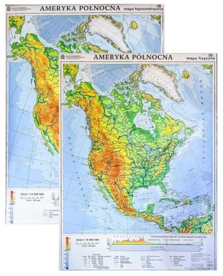 AMERYKA PÓŁNOCNA MAPA ŚCIENNA OGÓLNOGEOGRAFICZNA