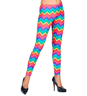 Spodnie LEGGINSY Kolorowe Neon Disco Lata 90 L/XL