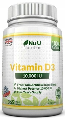 Nu U Nutrition Witamina D3 10000 IU 365 kaps Vitamin D3 Odporność