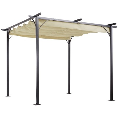 Pergola 3x3 m, z przesuwanym dachem, beż