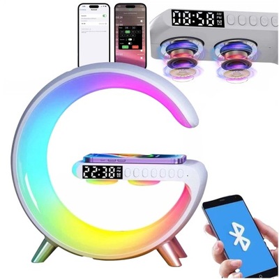 LAMPKA LED BEZPRZEWODOW ŁADOWARKA GŁOŚNIK BLUETOOTH RADIO ZEGAREK PREZENT