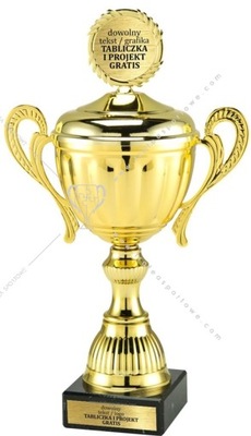 złoto Puchar z Przykrywka Mocowaną na Stałe 40 cm + GRAWER GRATIS