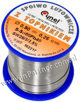 CYNA 0.90mm 0,25kg Z TOPNIKIEM CYNEL Sn60Pb40