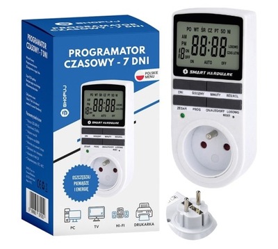 PROGRAMATOR CZASOWY WŁĄCZNIK WYŁĄCZNIK LCD CYFROWY HARMONOGRAM 7 DNI 10 UST