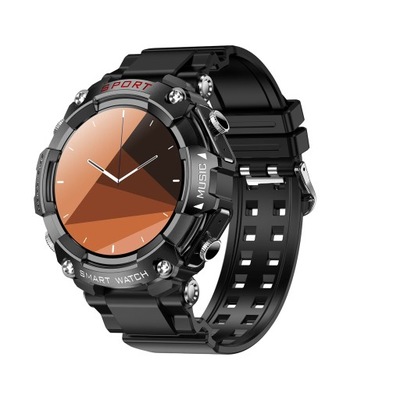 Inteligentny zegarek sportowy z pełnym ekranem dotykowym IP67 Czarny