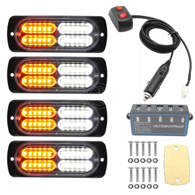 4 PIEZAS FARO ADVERTENCIA 96 DIODO LUMINOSO LED STROBOSKOP 12V-24V  