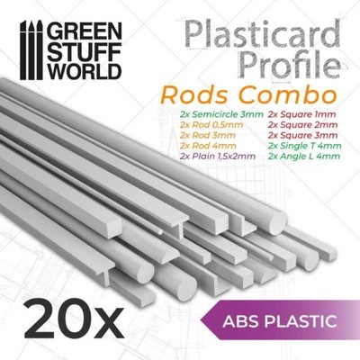 ABS Plasticard - Profile - zestaw mix 20 szt.