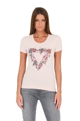 GUESS Różowy t-shirt z logo M