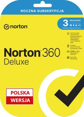 Norton 360 Deluxe 3 st. / 1 rok (nie wymaga karty)