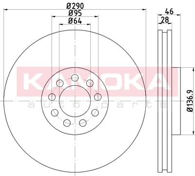 DISCOS DE FRENADO PARTE DELANTERA KAMOKA 103634A  