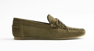 ZARA SKÓRZANE MOKASYNY DRIVER BUTY KHAKI 43