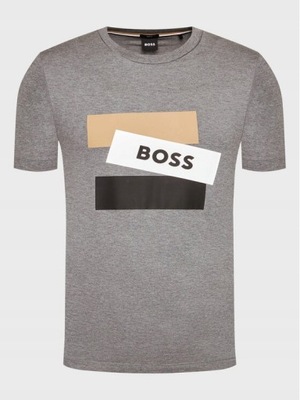 Hugo Boss szary t-shirt z nadrukiem logo r. XL