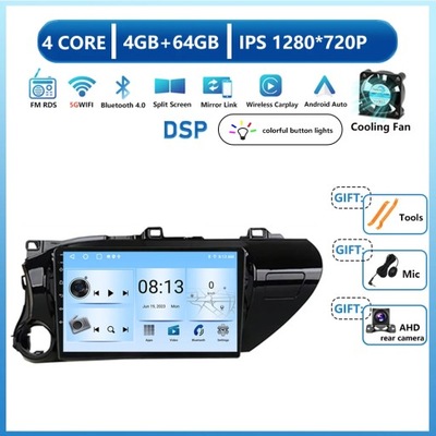 RADIO DE AUTOMÓVIL CON NAVEGACIÓN GPS ANDROID13 PARA TOYOTA HILUX REVO VIGO IMV 2016-2020  