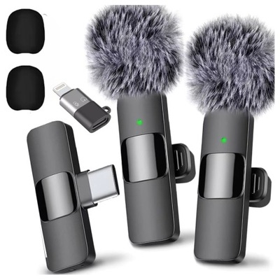 ZESTAW MIKROFON KRAWATOWY DO IPHONE USB C FUTERKO DO MIKROFONU ADAPTER IOS
