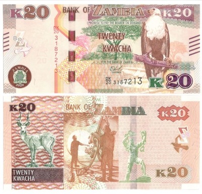 ZAMBIA 20 KWACHA 2020 P-59 UNC