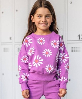 Bluza dziewczęca ALL FOR KIDS fioletowa w kwiaty r. 116/122