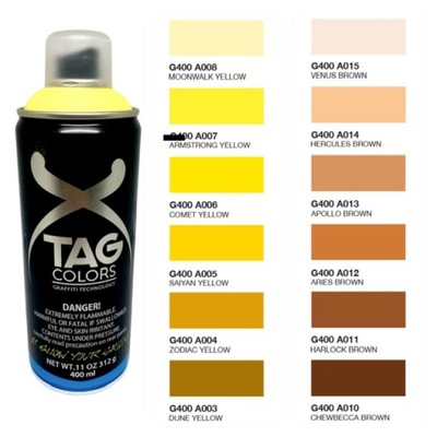 TAG Colors SPRAY GRAFFITI lakier 400ml ŻÓŁTY