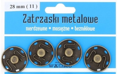 Zatrzaski metalowe 28mm S. MOSIĄDZ ozdobne 4szt