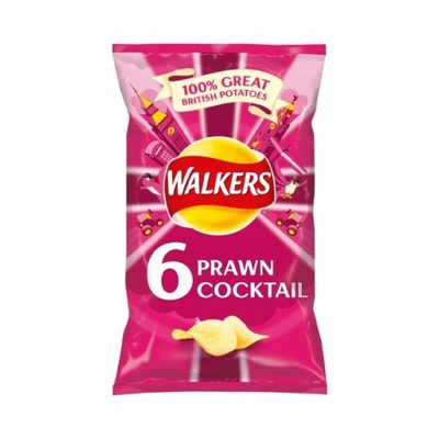 6x25g WALKERS Chipsy Krewetkowe UK